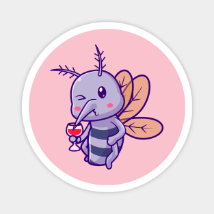 Cute Mosquito Drinking Blood Cartoon Magnet